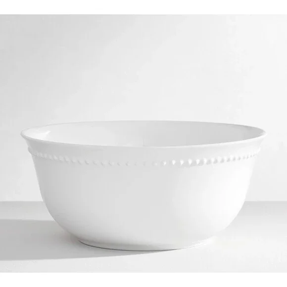Brand new in box Pottery Barn Emma Beaded True White Serving Bowl large