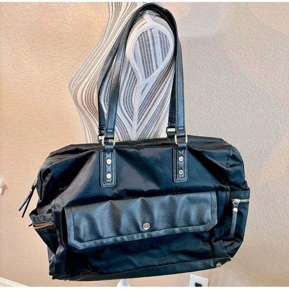 Travanti Laptop Bag Black Gold Hardware Red Interior Large Work Tote Travel