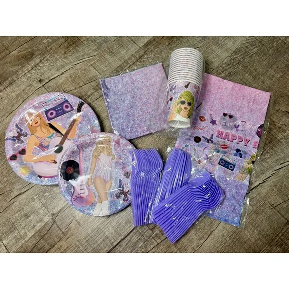 Pop Star Taylor Swift Music Theme Birthday‎ Party Supplies Set
