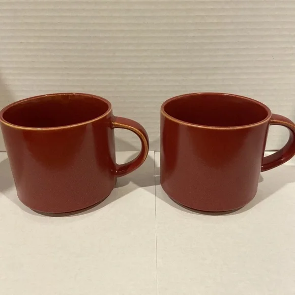Set of 2 Pottery Barn Mason Stoneware wide Mouth Coffee Mugs