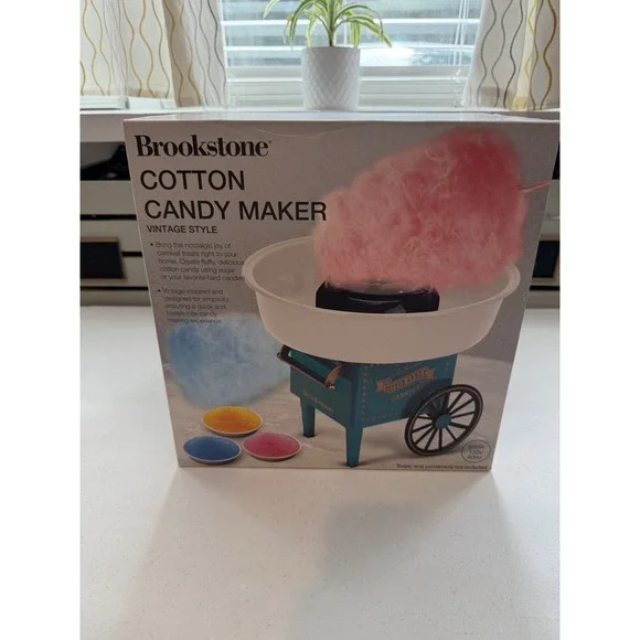 Brookstone Cotton Candy Machine Vintage Style Old Fashion Carnival Design Blue