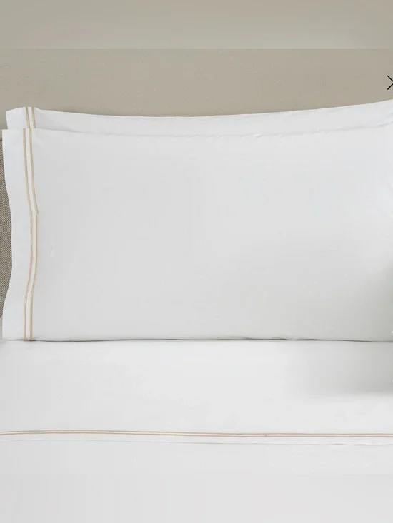 Frette classic stripe ivory White standard pillow case Subtle Embroidered single