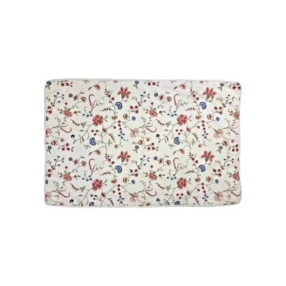 Pottery Barn Embroidered Floral Pillow Sham‎ Cover White Zip 16x26 100% Cotton