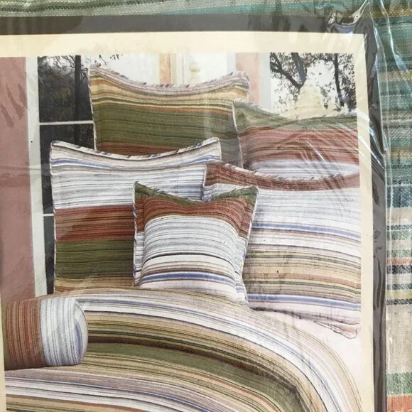 Set of 2 Neutral Stripe Standard‎ Pillow Shams
