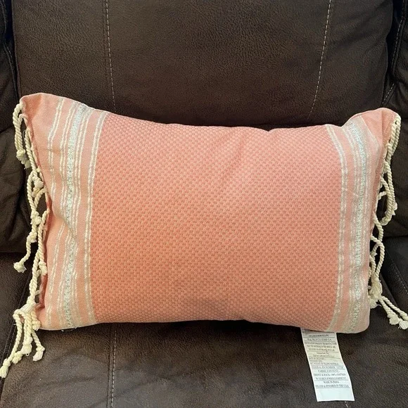 Devi Designs‎ Throw Pillow Feather Filled Cotton Cover Nautical Coral Beachy