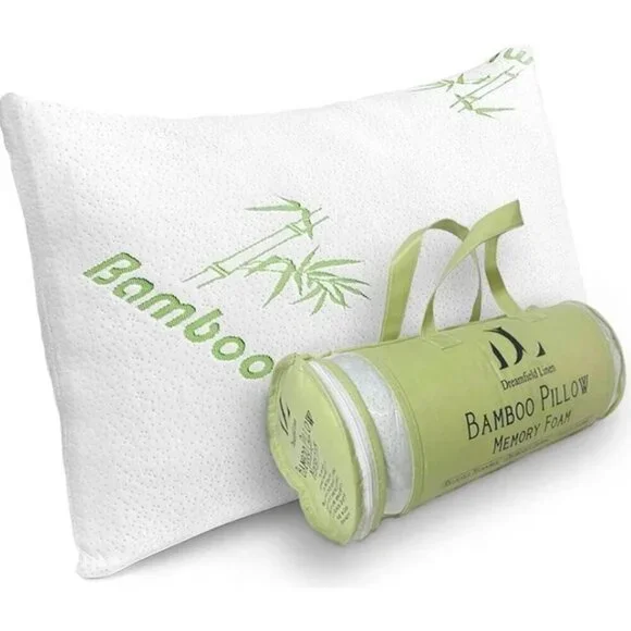 Bamboo Shredded Memory Foam Pillow Hypoallergenic Washable Cover King‎ Queen