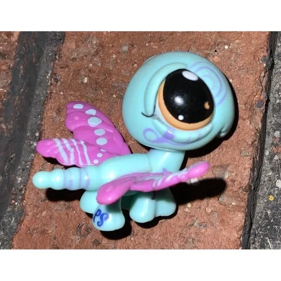 Hasbro Littlest Pet Shop Teal Pink Dragonfly Bobble Head Figure LPS