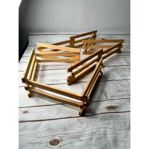 Toy Horse Fence Natural Wood Expandable Folding Accordion 60in