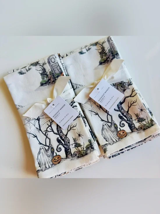 8 Pottery Barn Midnight Manor 100% Cotton Napkins, 20” sq, NWT, Retail $96
