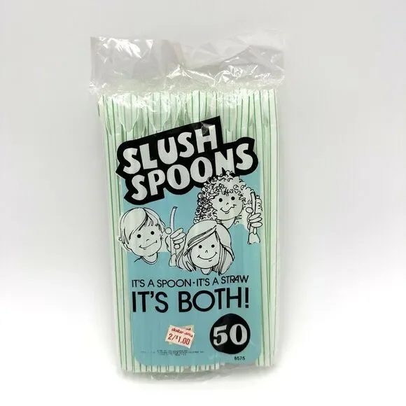 Slush Spoons It’s A Spoon It’s A Straw It’s Both 1984 Vintage 50 ct. Retro NOS