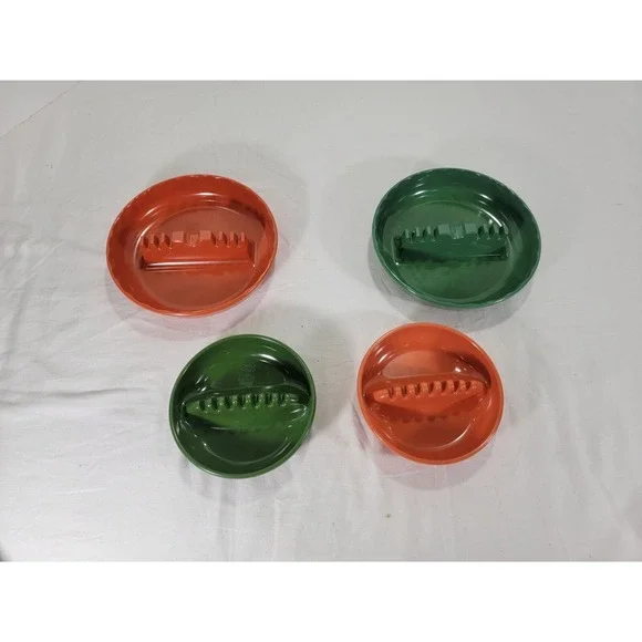 USA Vtg GES Melmac 4 NOS‎ Green Orange Ashtrays 7.5