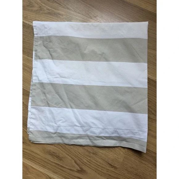 Pottery Barn Euro Sham Cover Egyptian Cotton Tan‎ White Stripe