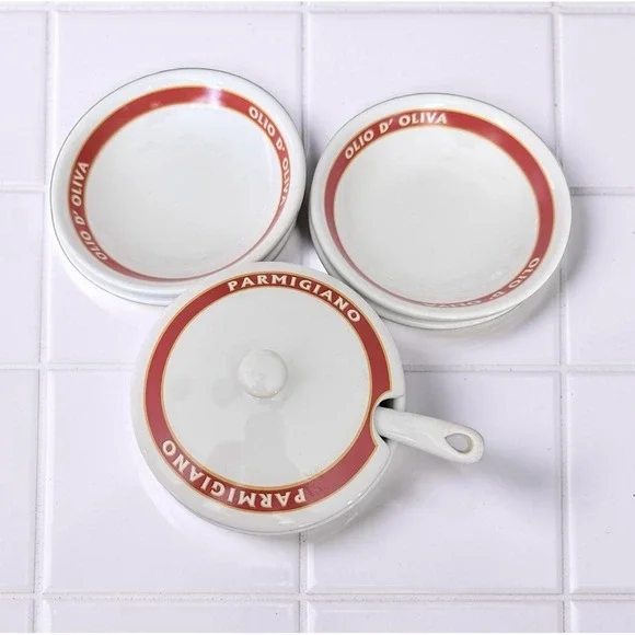 Pottery‎ Barn Vintage Pasta Olive Oil Dipping Bowls Parmigiano Cheese Bowl Set
