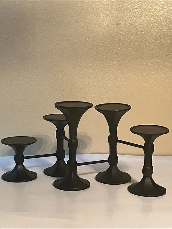 Pottery barn, Artemis, black hinge, five pillow candle holder, centerpiece,