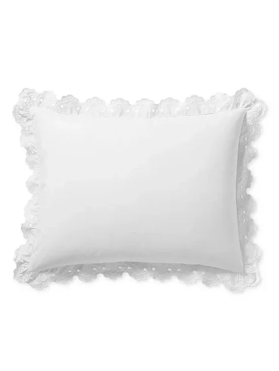NEW Serena & Lily Antibes Eyelet Percale Standard Pillow Sham-White