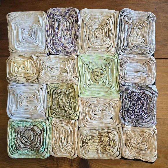 Vintage‎ Dreamweavers Handmade Silk Tie Pillow Cover with Hand-Rolled Roses
