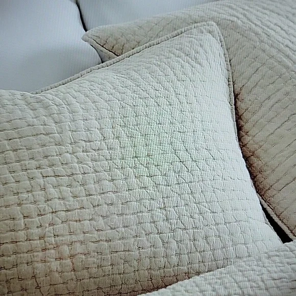 Pottery Barn Pick-Stitched Cotton Linen Quilted Pillow Sham