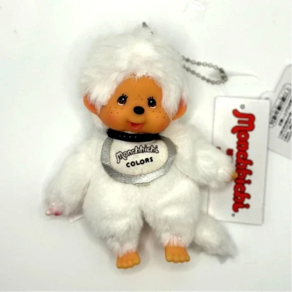 New Authentic Sekiguchi Monchhichi Color Series White Plush Keychain - US seller