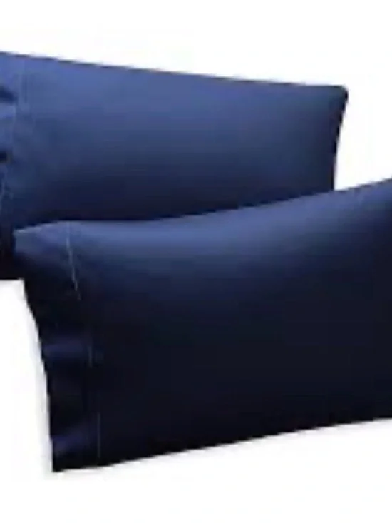 RALPH LAUREN RL ORGANIC SATEEN Set of Two King Pillowcases, Navy NWOT