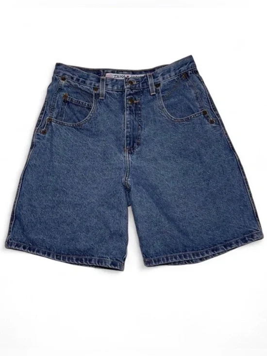 Vintage 90s Zena Jeans Denim Shorts Womens High Waist Double Button Bermuda - 12