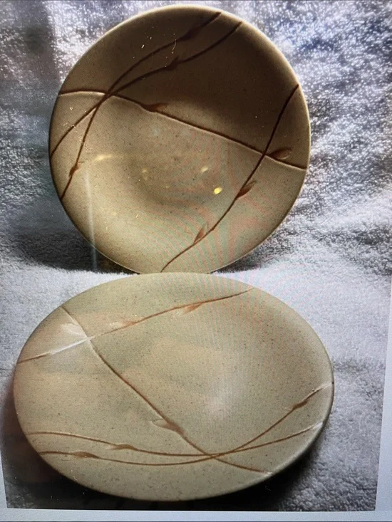2 Beige Replacement Willow Pattern Salad Plates 8” Pottery Barn