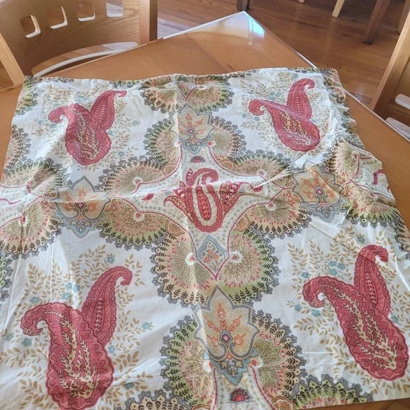 Potterybarn Paisley Abstract Euro Sham Red Green Beige (1) 26x26