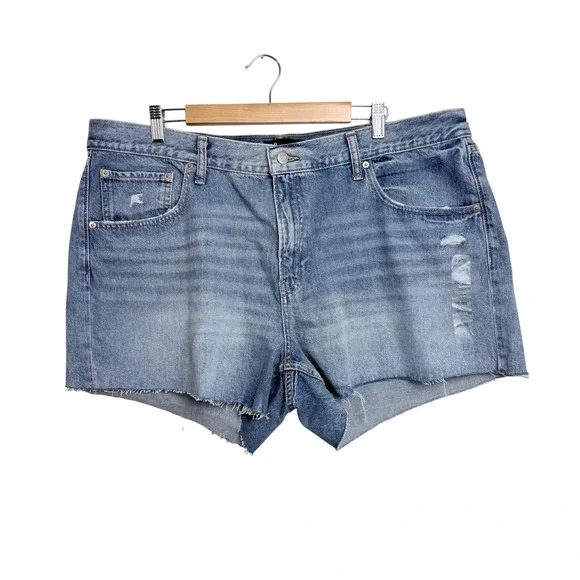 NEW Gap Denim Stride Shorts 20/35 Light Wash Blue Cut‎ Off Raw Hem Distressed