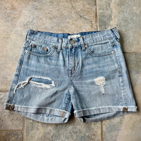 Madewell Distressed High-Rise Denim Shorts Size 25 – Y2K‎ Vintage Light Wash
