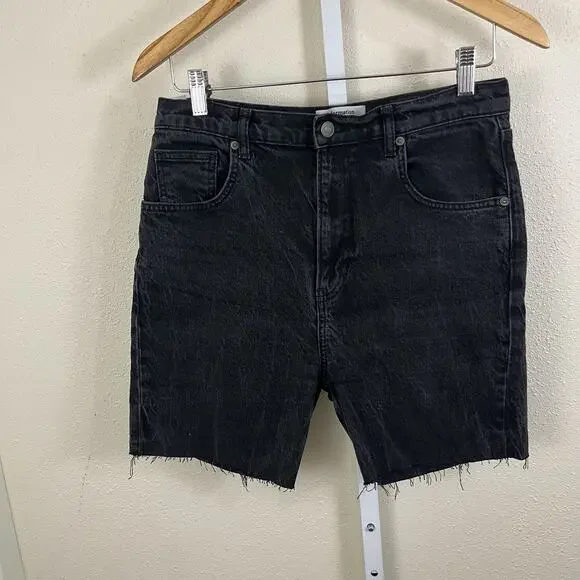 Reformation Liza Ultra High Rise Cutoff Denim Jorts Womens 31 Black READ