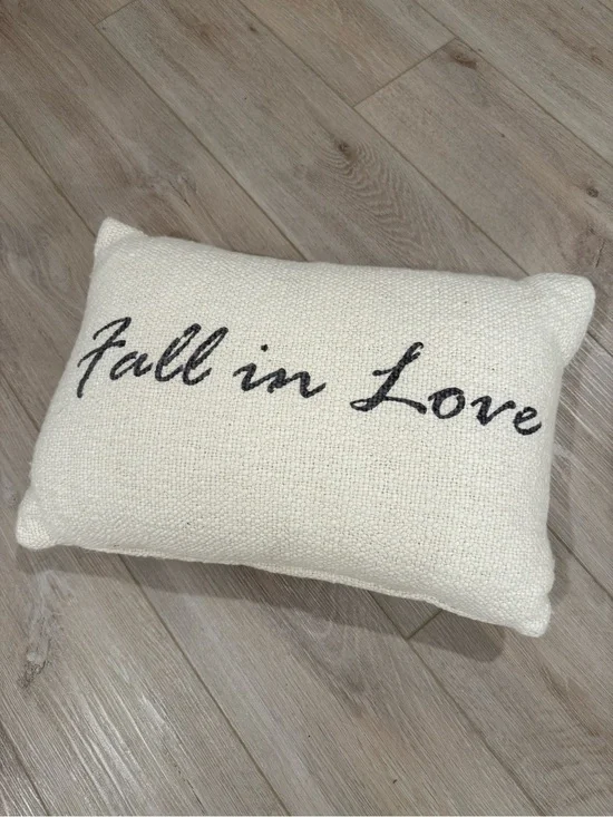 Ivory & Grey “Fall in Love” Decorative Pillow