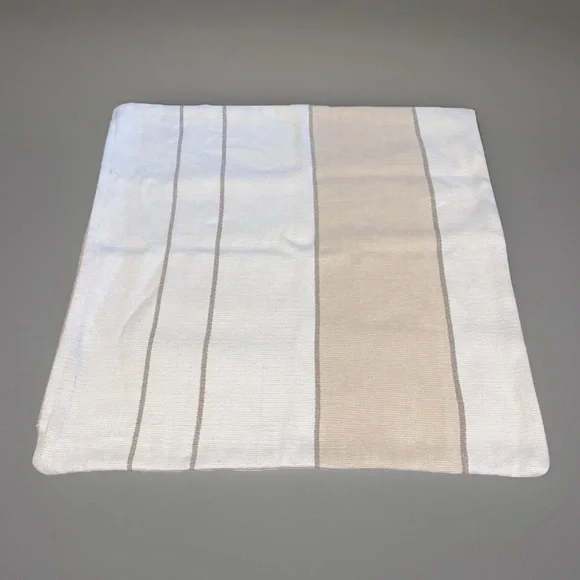 Pottery Barn 24x24 Pillow Cover Cotton Linen‎ Beige Tan Cream Striped