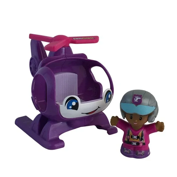 Fisher-Price Little People Barbie Helicopter Toy Purple Pink Pilot Figure‎ 2022