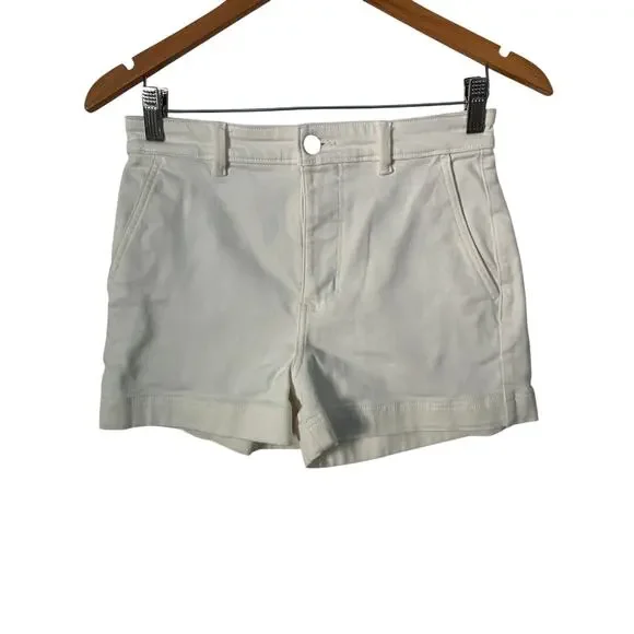Everlane White Denim Casual Shorts High Waist Size 4