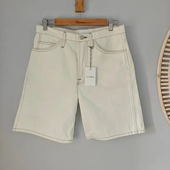 NWT FRAME Le Italien Bermuda Denim Shorts Blanc Cream Size 27 $288