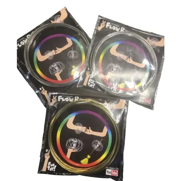 Lot Of 3 The Original Flow Rings As Seen On Youtube‎ Gold Silver Kids Fun Toy