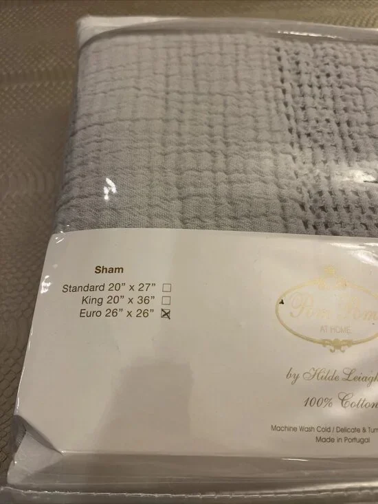Pom Pom at Home Euro European Sham Nantucket Gray Anthropologie Matelasse Zuma