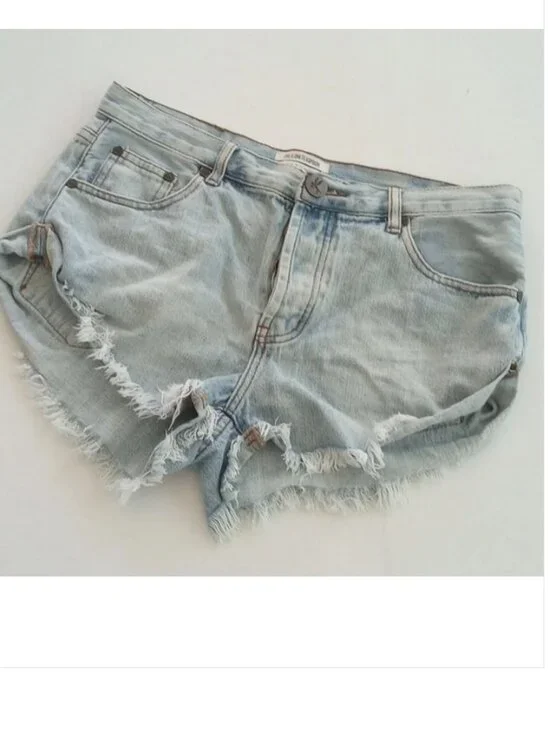 One x One Teaspoon Bandits Light Blue Jean Denim Shorts