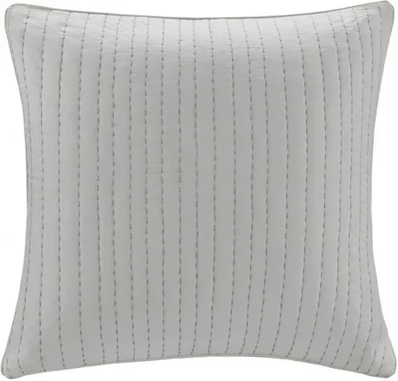 INK+IVY Camila Cotton Quilted Euro Pillow Sham in GREY ~ NEW