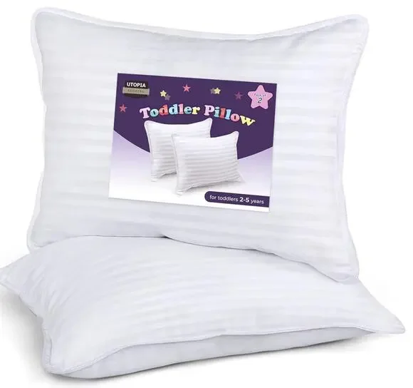 Toddler Pillow Set 2 Kids Pillows Sleep Travel Cot School 13x18 Cotton White New