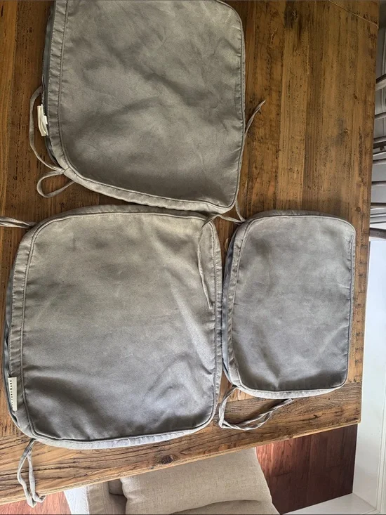 Pottery Barn Gray micro fiber Look bar stool/ Seat Cushion Set