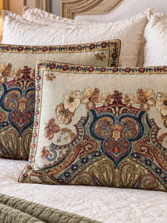 Soft Surroundings Tapestry Pillow Shams Set of 2 Floral Paisley