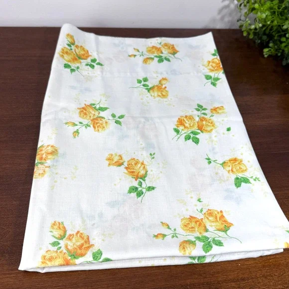 Vintage Dantre Muslin Pillowcase Yellow Roses 20.5x30
