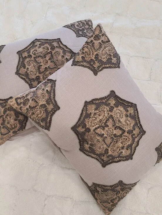 Bohemian Decorative Throw Pillow Set Taupe/Gray
