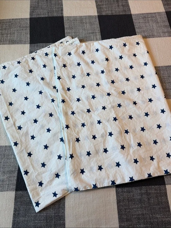 Pottery Barn Kids White Pillowcases with Navy Star Pattern