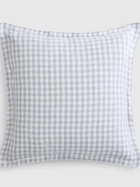 Quince Gray and White Gingham Throw Pillow