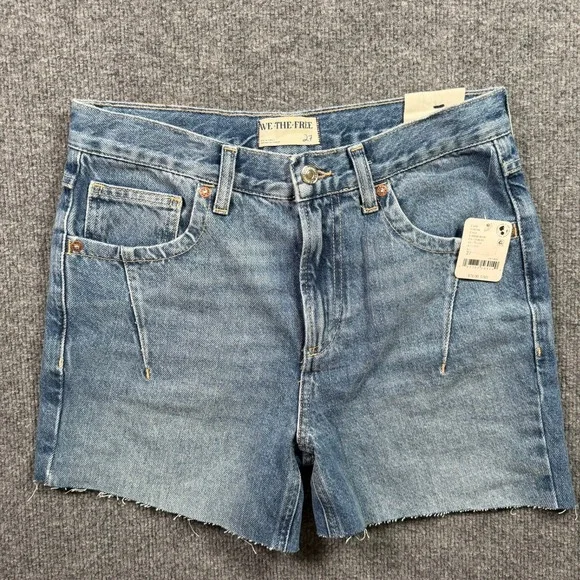 We The Free Denim Shorts Womens 27 Bodie Blue Ghost Town High Rise Long Cutoff
