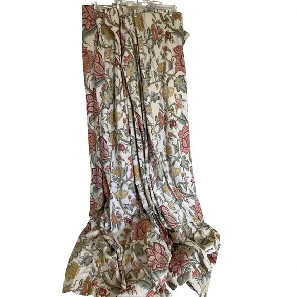Pottery Barn Cynthia Palampore‎ Print Linen Cotton Lined Curtain Panels 5-50x96