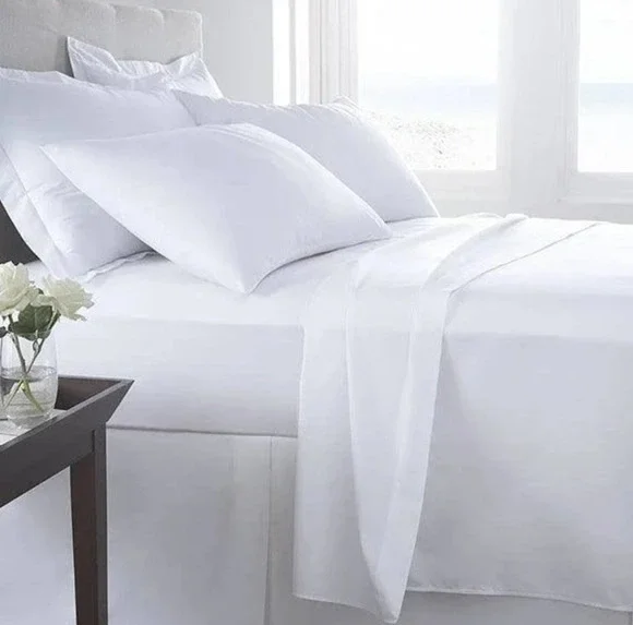 PB Dorm Full Size Flat Sheet Solid White Microfiber Bedding Pottery Barn Cooling