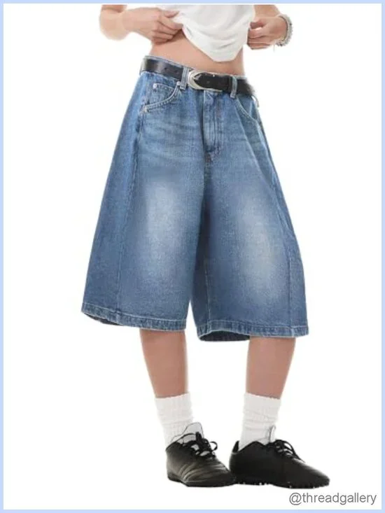 Y2K Baggy Wide Leg Bermuda Jean Shorts High Waisted Jorts