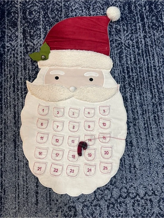 Pottery Barn Kids Advent Christmas Calendar Santa Felt Appliqué Pockets Gifts